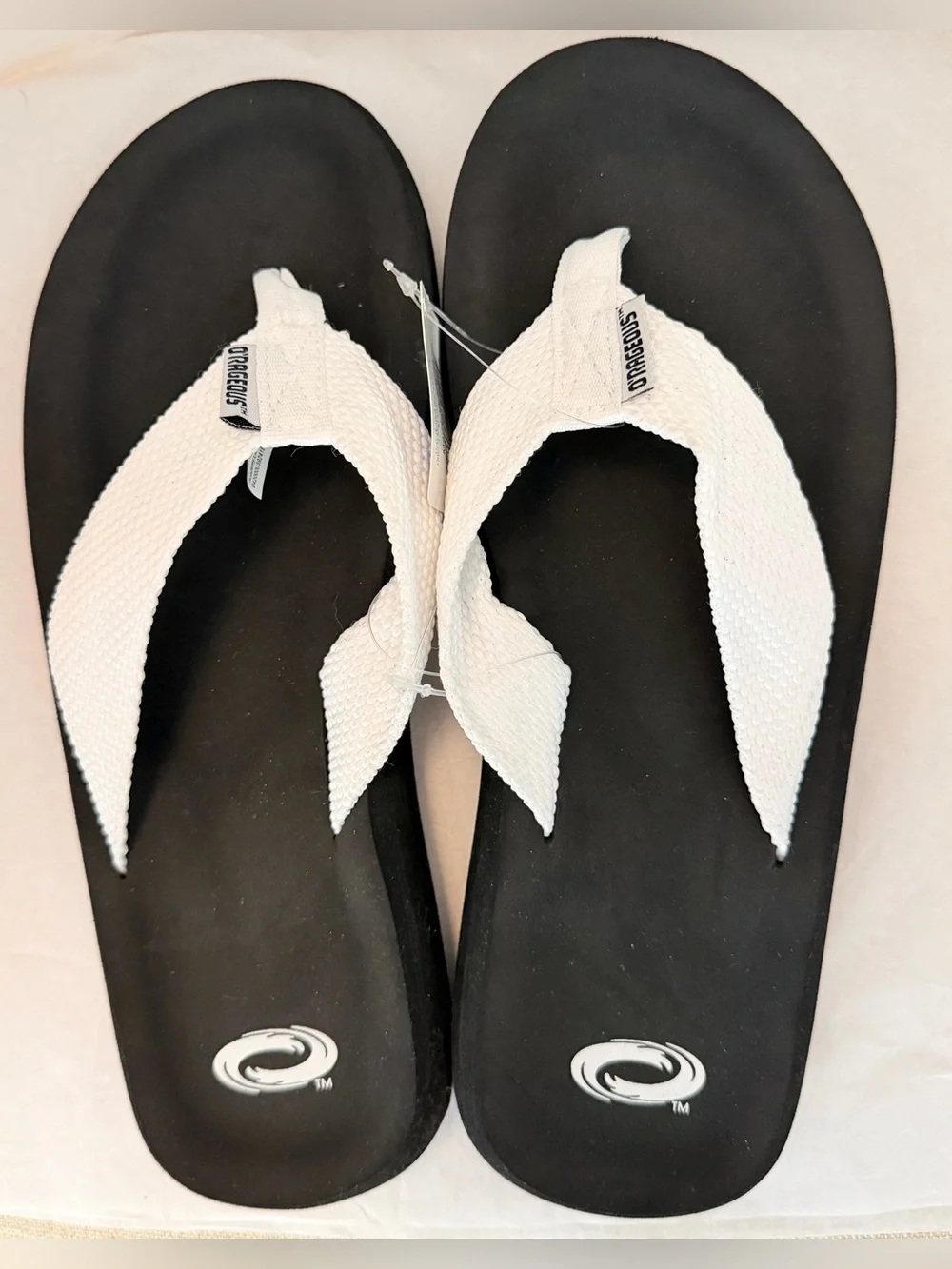 O’Rageous Women’s Black & White Woven Flip Flops Sandals Size 9 NWT
